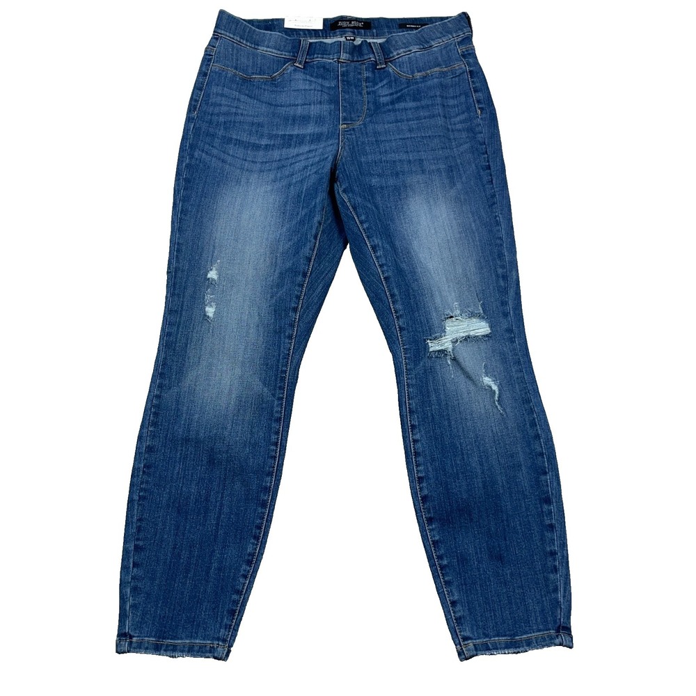 Judy Blue Skinny Jeans Women 16W Pull On Med Wash Distressed All For You